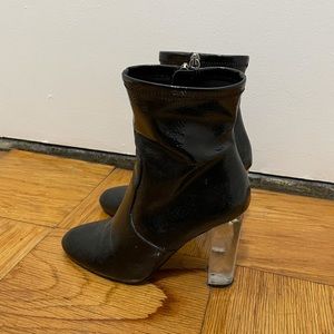 Clear heel black boots